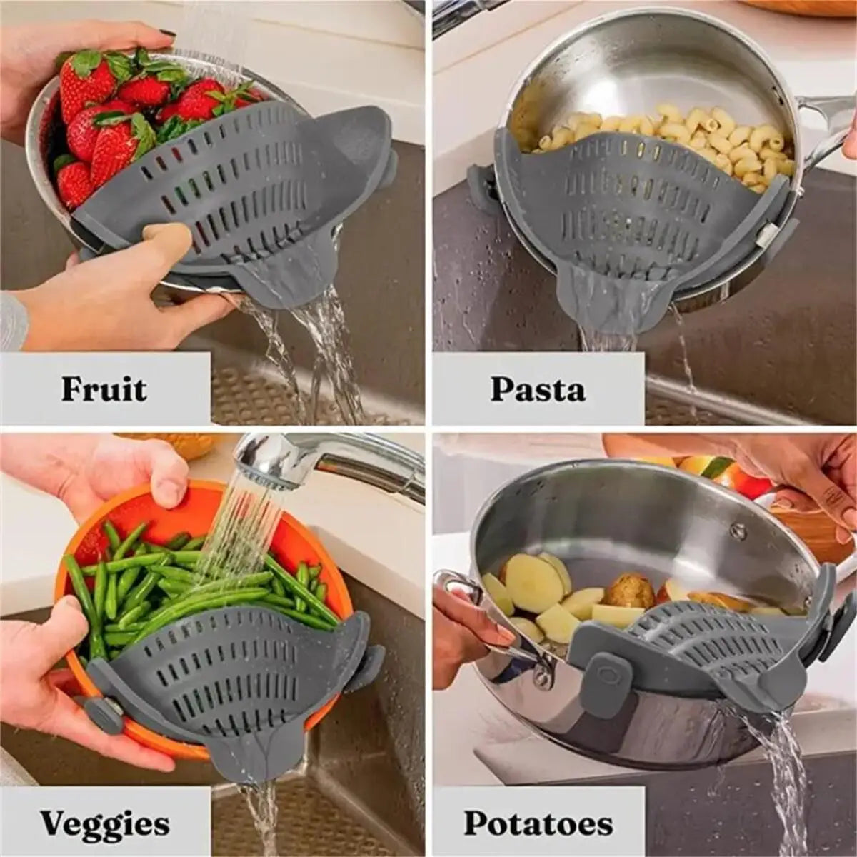 Clip-On Pot Strainer — Drain Pasta & Veggies Hands-Free