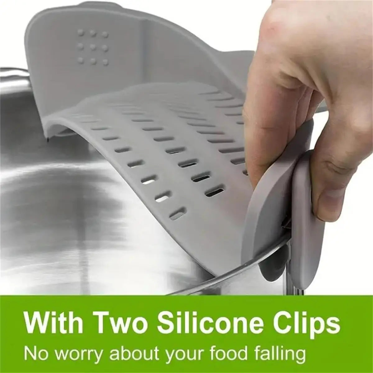 Clip-On Pot Strainer — Drain Pasta & Veggies Hands-Free
